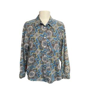 Liz Claiborne Paisley Faded Denim Shirt Women’s PL